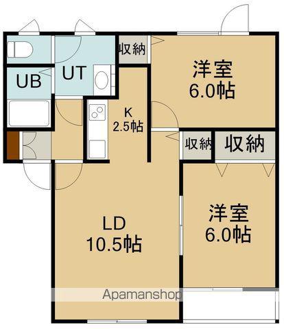 ハイセレールラディ(2LDK/2階)の間取り写真
