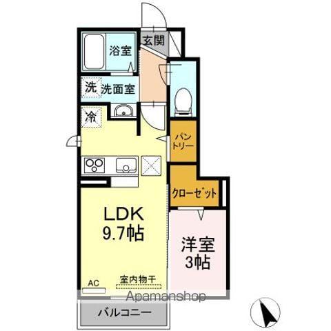 コリーヌ・ドゥ(1LDK/1階)の間取り写真