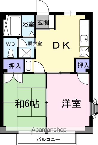 カームハイツ(2DK/1階)の間取り写真