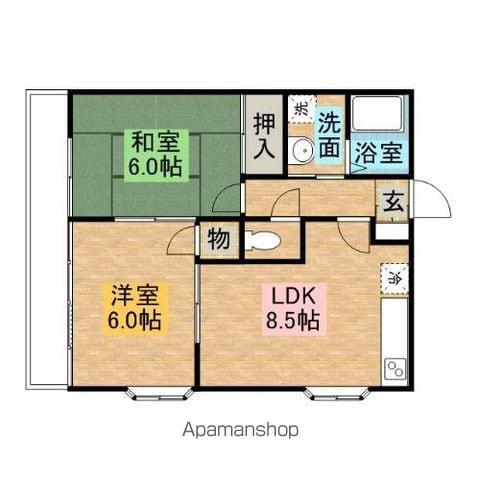 ユーティーコーポ白岡(2LDK/2階)の間取り写真