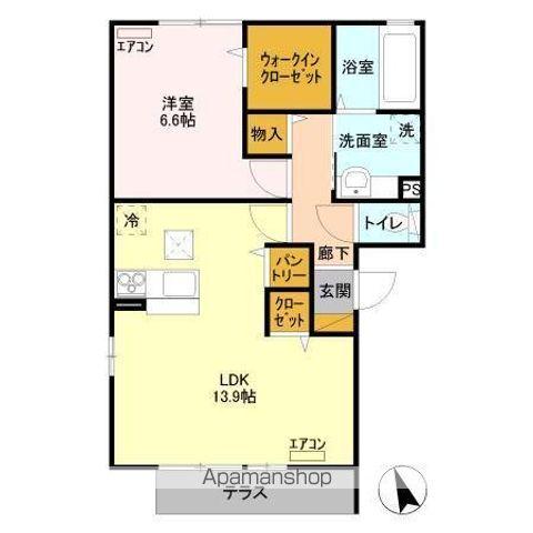 ベル・アジュールⅡAB A棟(1LDK/1階)の間取り写真