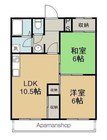第2丸米ハイツ(2LDK/1階)の間取り写真