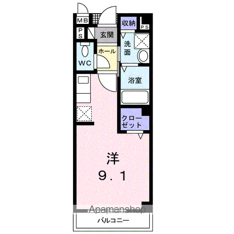 和歌山線 岩出駅 徒歩9分 2階建 築21年(ワンルーム/2階)の間取り写真