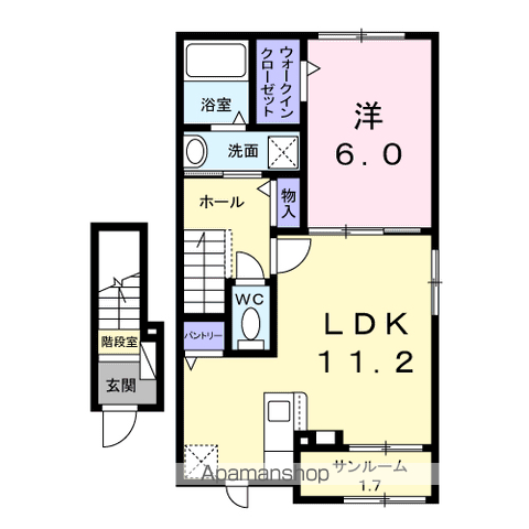 パートリア(1LDK/2階)の間取り写真