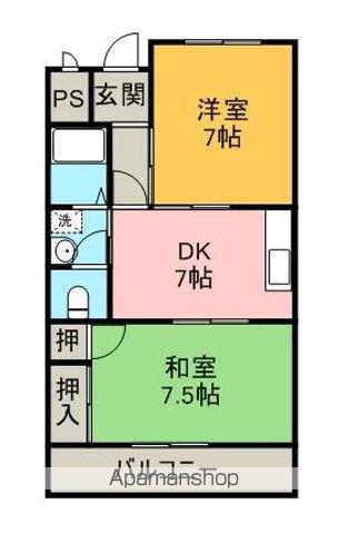リバティーイトウ(2DK/3階)の間取り写真