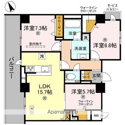 D-ROOM帝塚山(3LDK/10階)の間取り写真