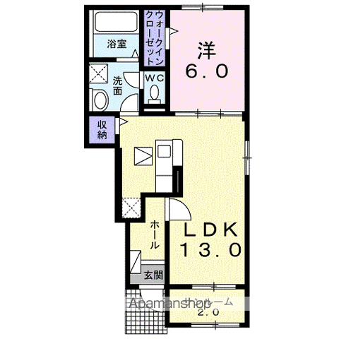ソレイユ A(1LDK/1階)の間取り写真