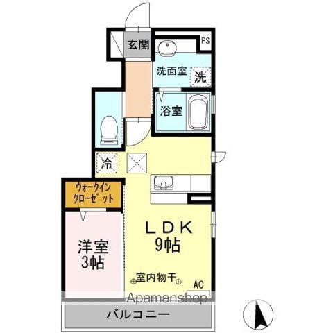カサ・デ・サチⅢ(1LDK/1階)の間取り写真