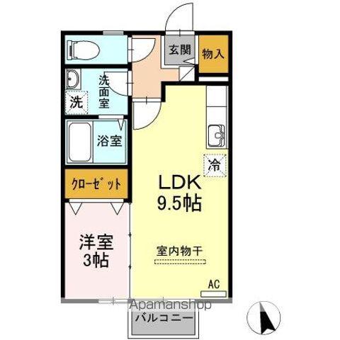 リビングタウン伏石A・B棟(1LDK/2階)の間取り写真