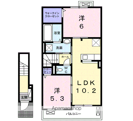 ガーデンヒルズ ハナミズキ B(2LDK/2階)の間取り写真