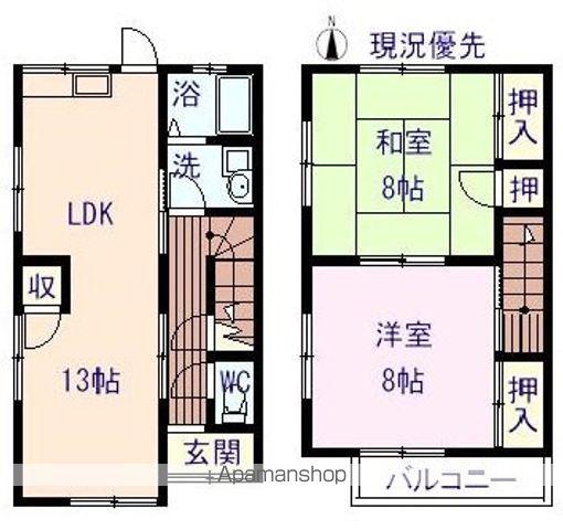 東海道・山陽新幹線 新尾道駅 徒歩16分 2階建 築38年(2LDK)の間取り写真