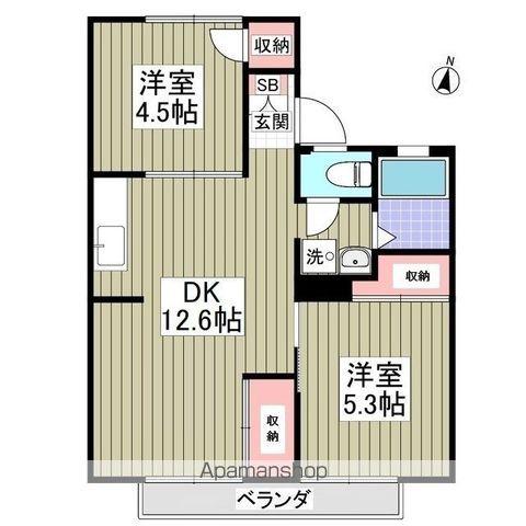 アネックス宮崎2(2LDK/2階)の間取り写真