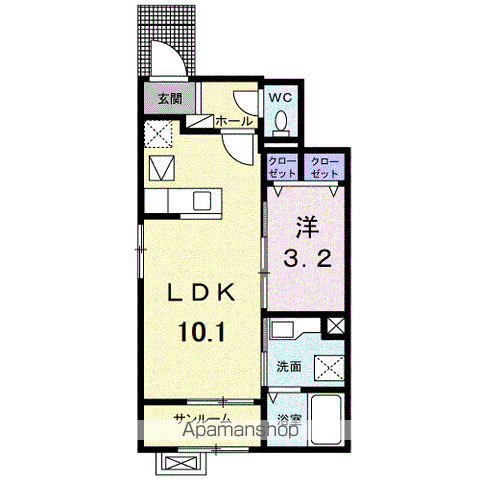 パークサイド メゾン(1LDK/1階)の間取り写真