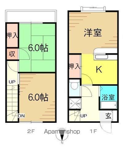 ハピネス宝田(2LDK/1階)の間取り写真