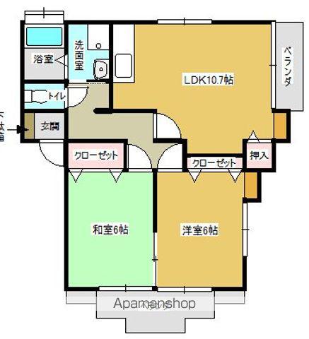 リバーサイド・ハイツ(2LDK/2階)の間取り写真