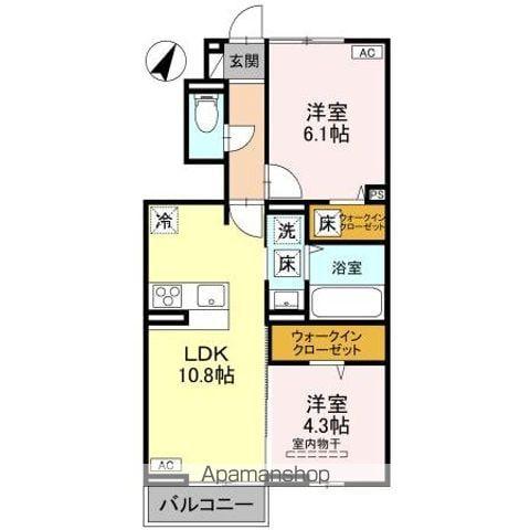 CASA HILA(2LDK/1階)の間取り写真