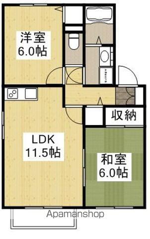 ヴェルエコーⅡ(2LDK/2階)の間取り写真