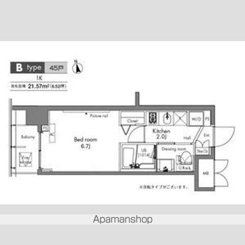プラウドフラット隅田リバーサイド(1K/10階)の間取り写真