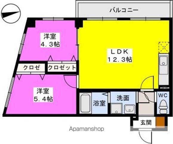 HOビル(2LDK/3階)の間取り写真