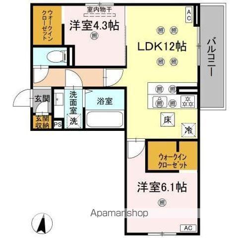 クランツ北井門C(2LDK/1階)の間取り写真