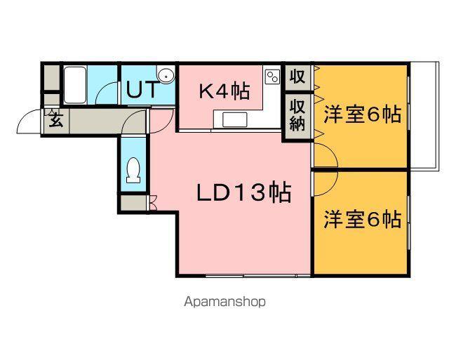 恒志堂手稲ビルⅡ(2LDK/4階)の間取り写真