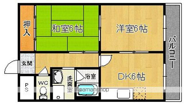 シャトレSI原寺(2DK/4階)の間取り写真