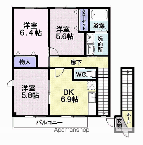 グランデレガーロ(3DK/2階)の間取り写真