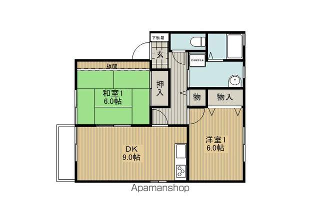 メゾンラシュレ A(2DK/2階)の間取り写真