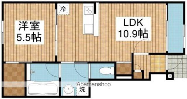 PEBBLE BEACH(1LDK/1階)の間取り写真