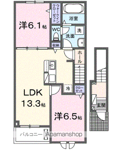 ルミナーレ荒川沖 Ⅱ(2LDK/2階)の間取り写真