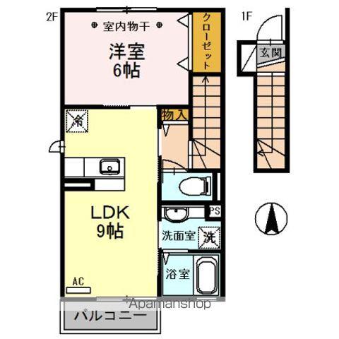 ソレイユ不動 B(1LDK/2階)の間取り写真
