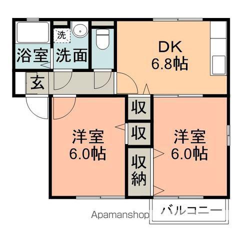 エレガント ハイツA棟(2DK/1階)の間取り写真