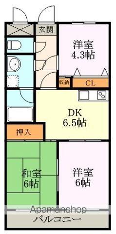 ラヴェンダーホームズ(3DK/4階)の間取り写真