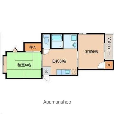 ブラヴール南仙台Ⅱ(2DK/4階)の間取り写真