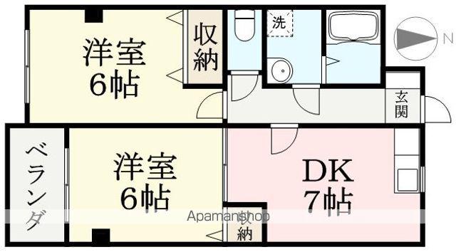 CASTLE M A棟(2DK/2階)の間取り写真