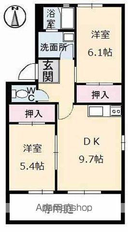 プライムハウスA(2DK/1階)の間取り写真