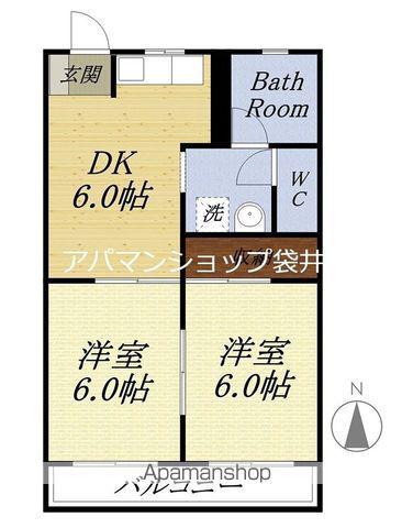 木野ハイツI(2DK/1階)の間取り写真