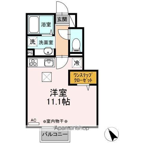 アップルガーデンD(ワンルーム/1階)の間取り写真