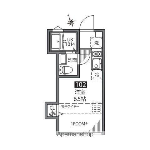 サニーサイド梅ヶ丘(ワンルーム/1階)の間取り写真