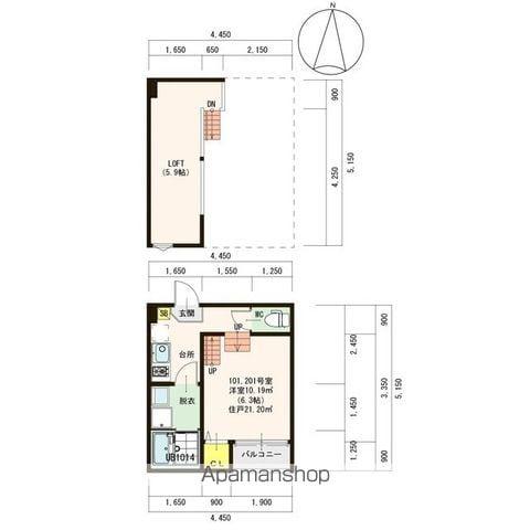 ロイヤルクレスト八熊(1K/2階)の間取り写真