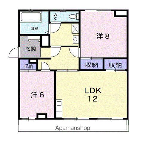 馬走グリーンハイツ(2LDK/2階)の間取り写真