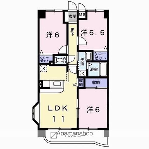 サン・アムール壱番館(3LDK/2階)の間取り写真