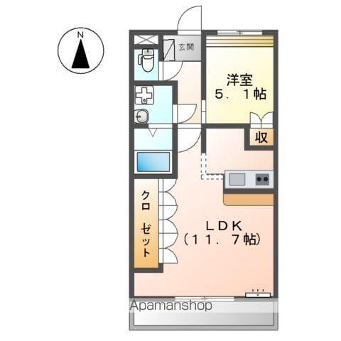 サザンクロス(1LDK/2階)の間取り写真