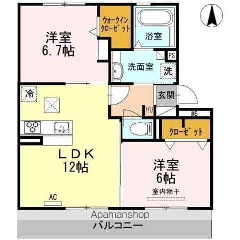 エスポワールⅢ(2LDK/1階)の間取り写真