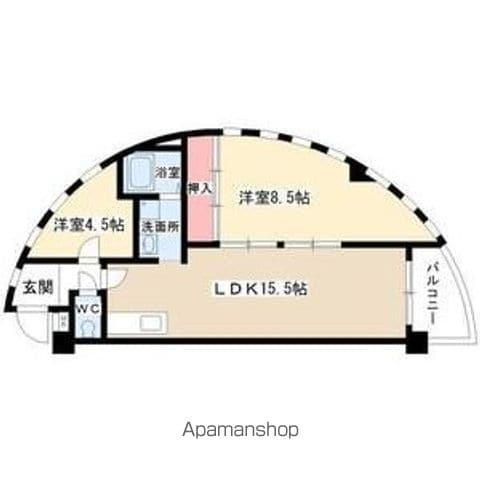 シーズンコート神丘 (2LDK/4階)の間取り写真