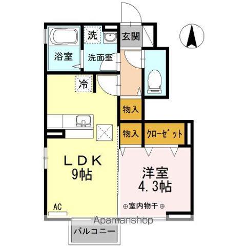 アンジュC(1LDK/1階)の間取り写真