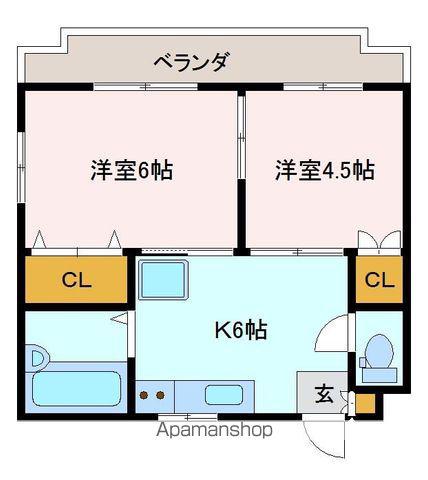 サンハイツマンション(2DK/2階)の間取り写真