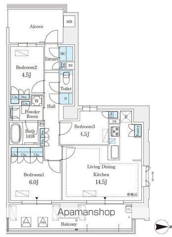 GRANPASEO丸の内(3LDK/11階)の間取り写真
