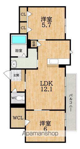 RESPASS DURPO 堀内 C(2LDK/2階)の間取り写真