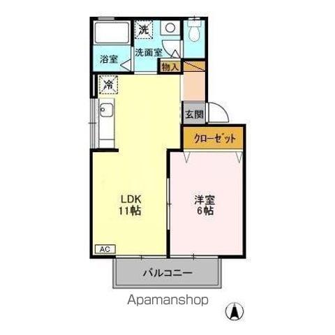 ビューテラスおゆみ野(1LDK/1階)の間取り写真